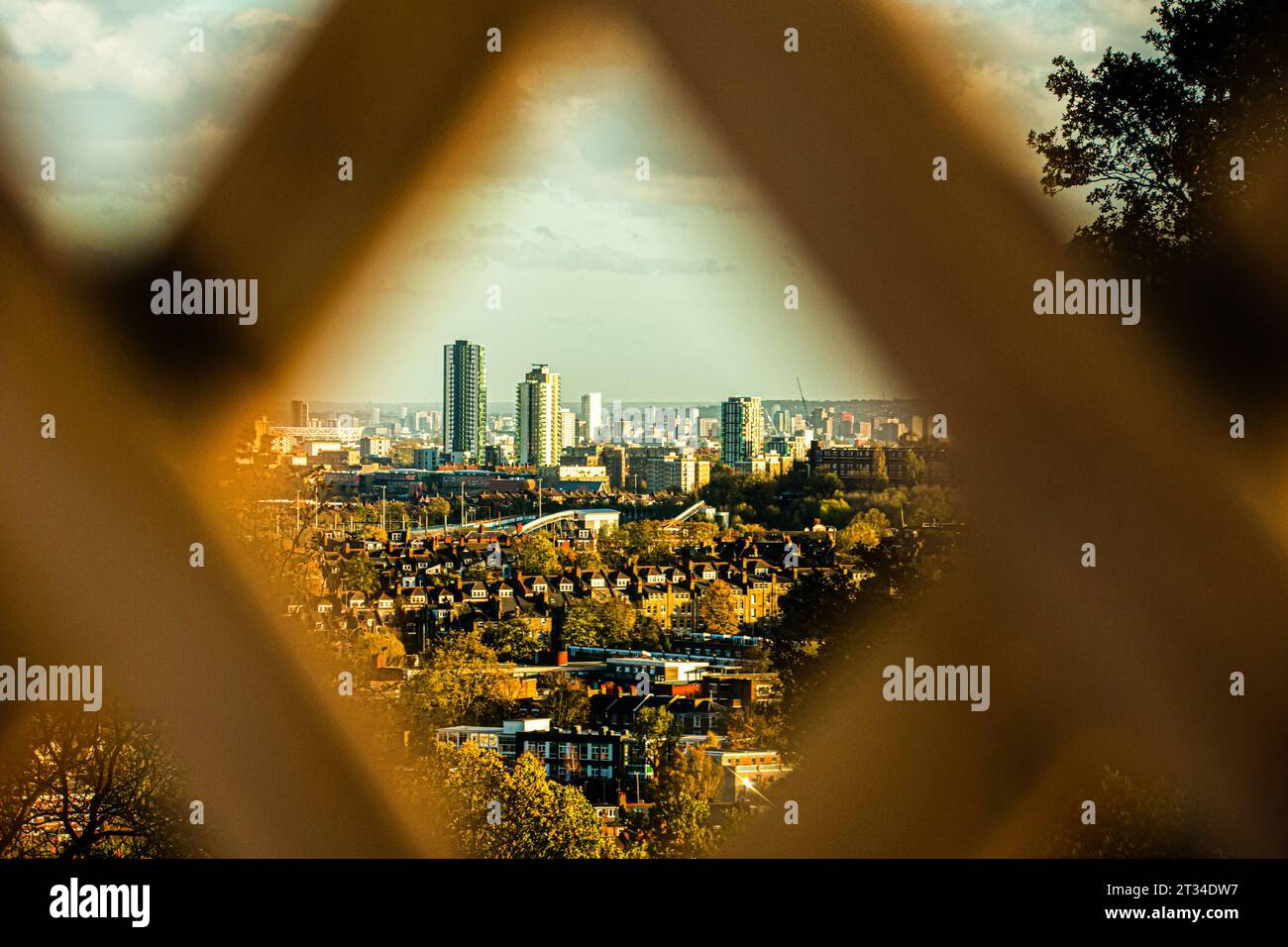 Alexandra Palace, London, UK, Nov 2020: A different perspective Of London from Alexandra Palace to Canary Wharf Stock Photo