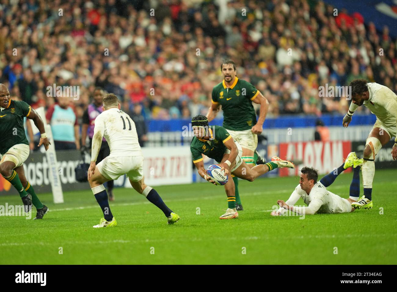 South Africa's KurtLee Arendse during the 2023 Rugby World Cup Semi