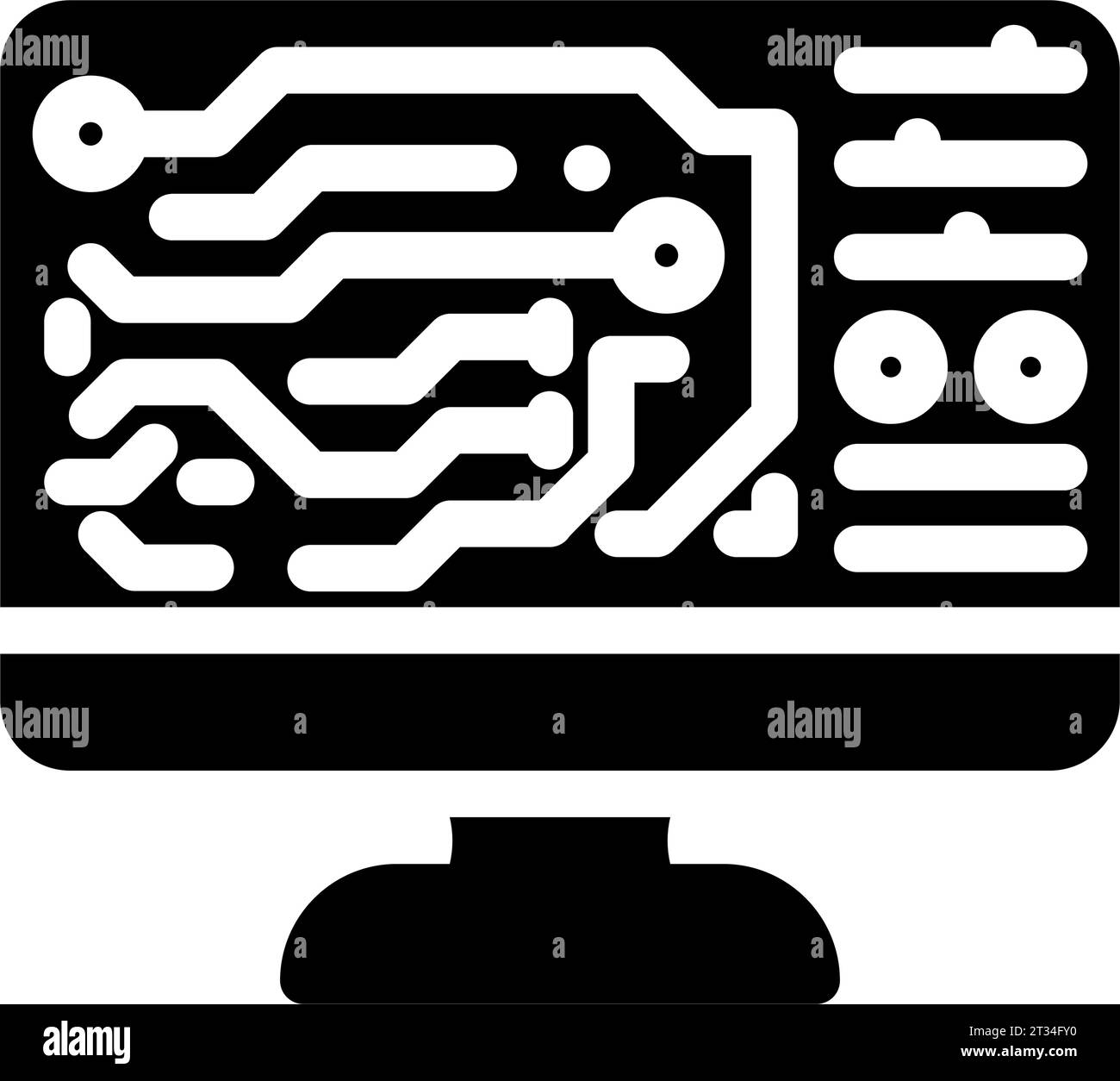 printed circuit design electronics glyph icon vector illustration Stock ...