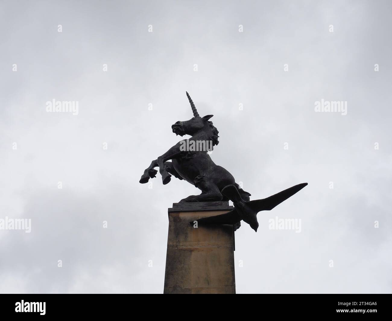 INVERNESS, UK SEPTEMBER 13, 2023 Unicorn statue in Falcon Square by sculptor Gerald Laing