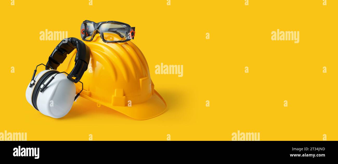 Safety helmet, ear muffs and goggles personal protective equipment and