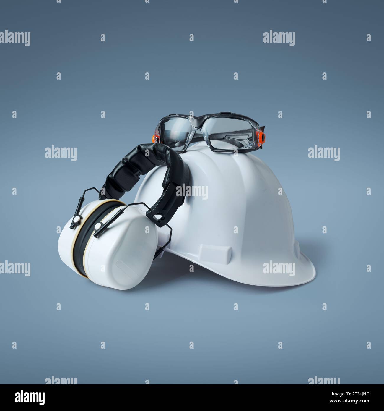 Safety helmet, ear muffs and goggles personal protective equipment and