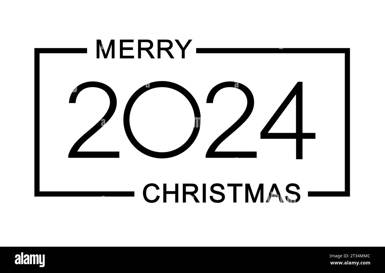 Merry Christmas and Happy New 2024 Year. Minimalistic text. Isolated