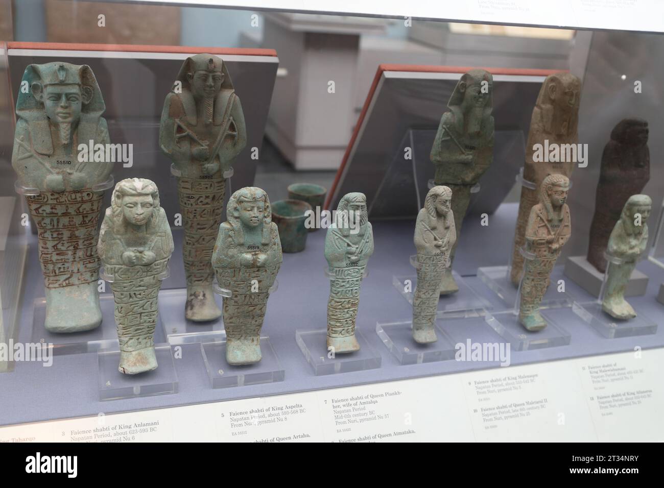 Egyptian faience shabtis of the Napatan period from Nuri at the British Museum, London, UK Stock Photo