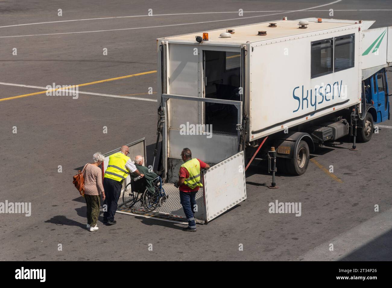 Heraklion International Airport, Crete, Greece. Transport truck with a