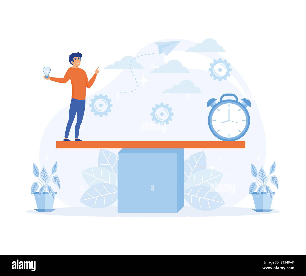 Payment of creativity. Balance between time and cost of an idea, scales ...