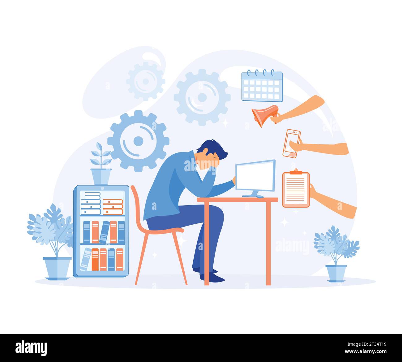 Modern Multitasking Man Illustration businessman multitasking hi-res stock photography and ...