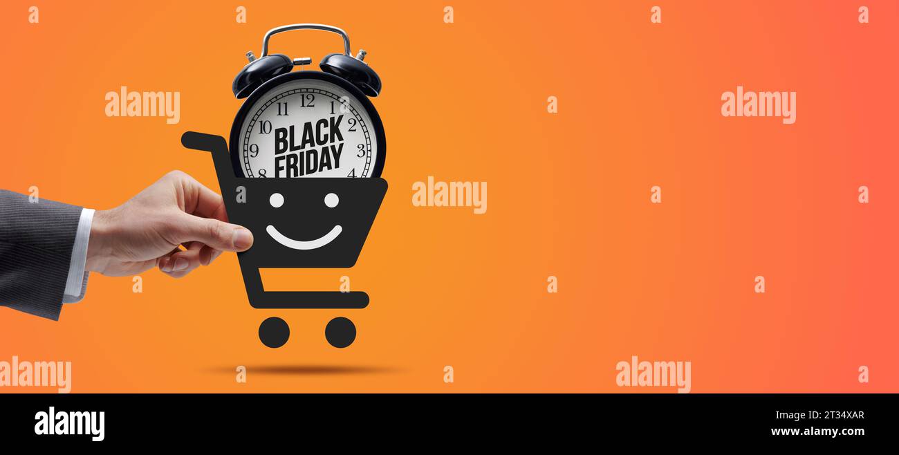 Black friday special offer alarm clock icon Vector Image