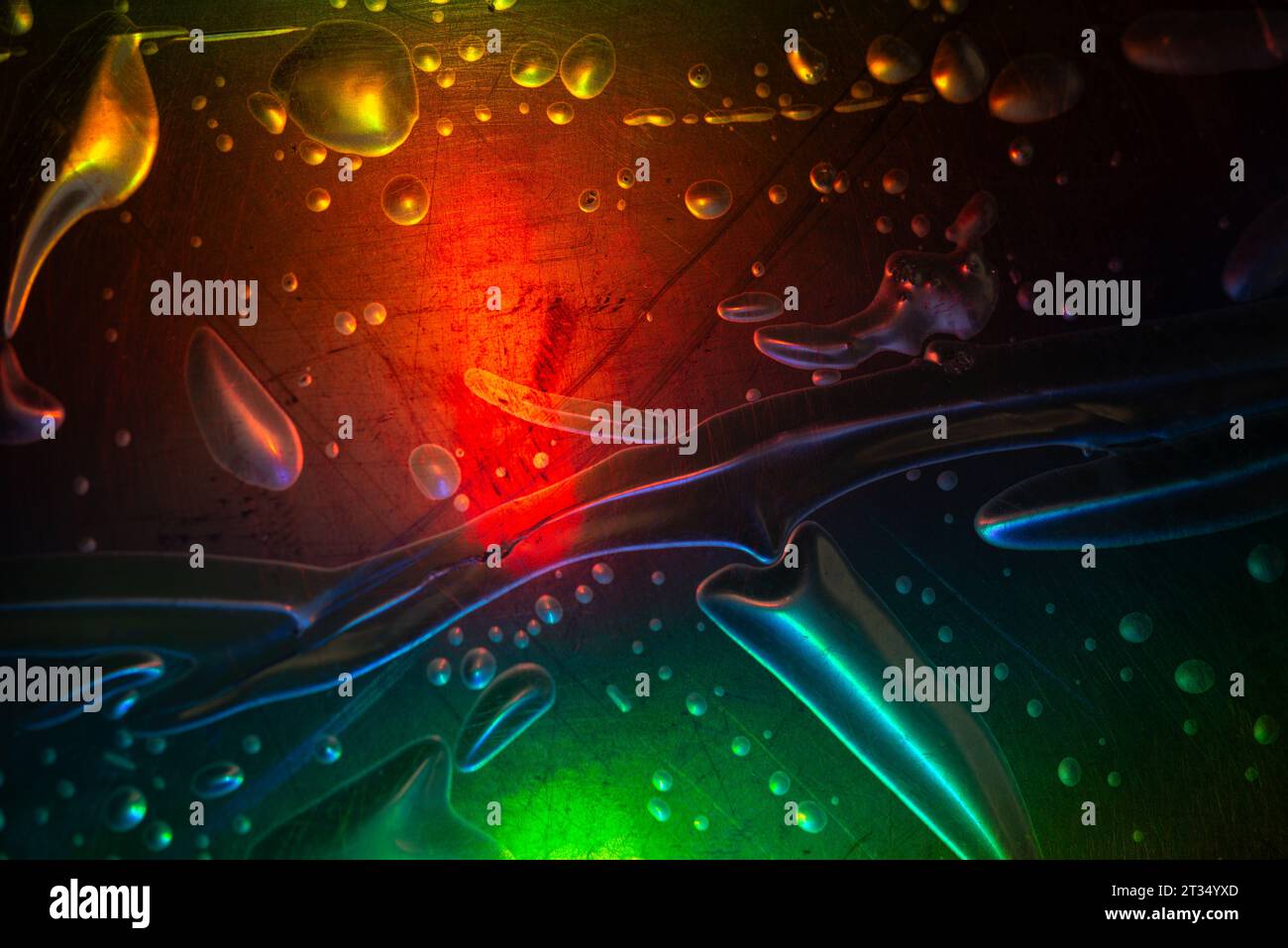 Colorful abstract image of bubble wrap with the bubble and scratch marks under colored light Stock Photo