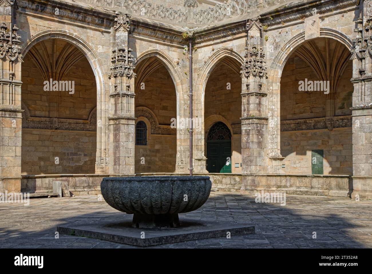 SANTIAGO DE COMPOSTELLA, October 5, 2023 : Cloister of Santiago de Compostela Basilica. This integral component of the World Heritage Site is reputed Stock Photo