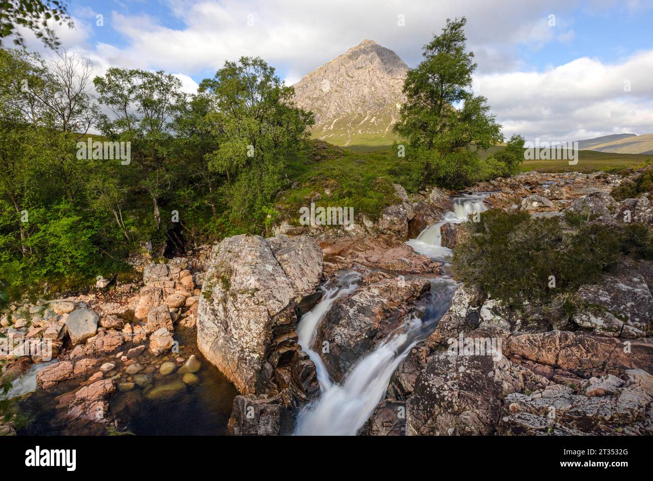 Buachaille Etive Mor is a majestic mountain in the Scottish Highlands in the Glencoe Valley. Stock Photo