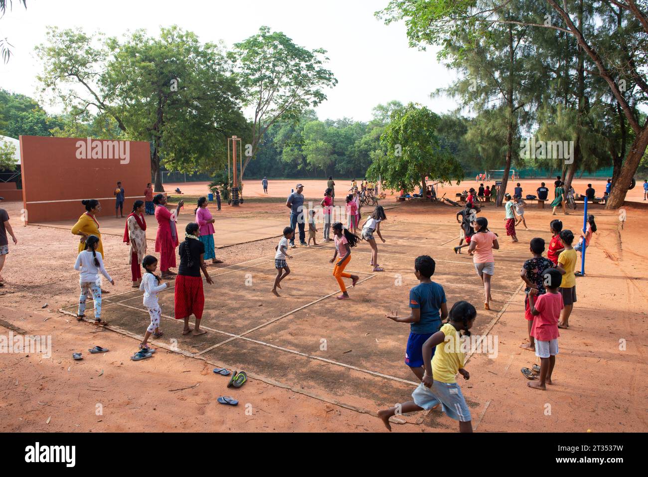 TAMIL NADU, INDIA August 2023 Children playing Kho Kho game. Kho Kho