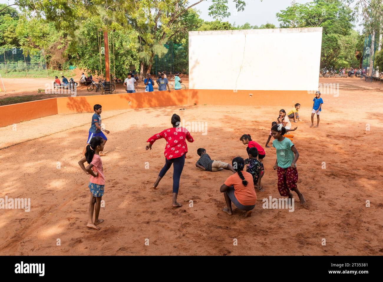 TAMIL NADU, INDIA August 2023 Children playing Kho Kho game. Kho Kho