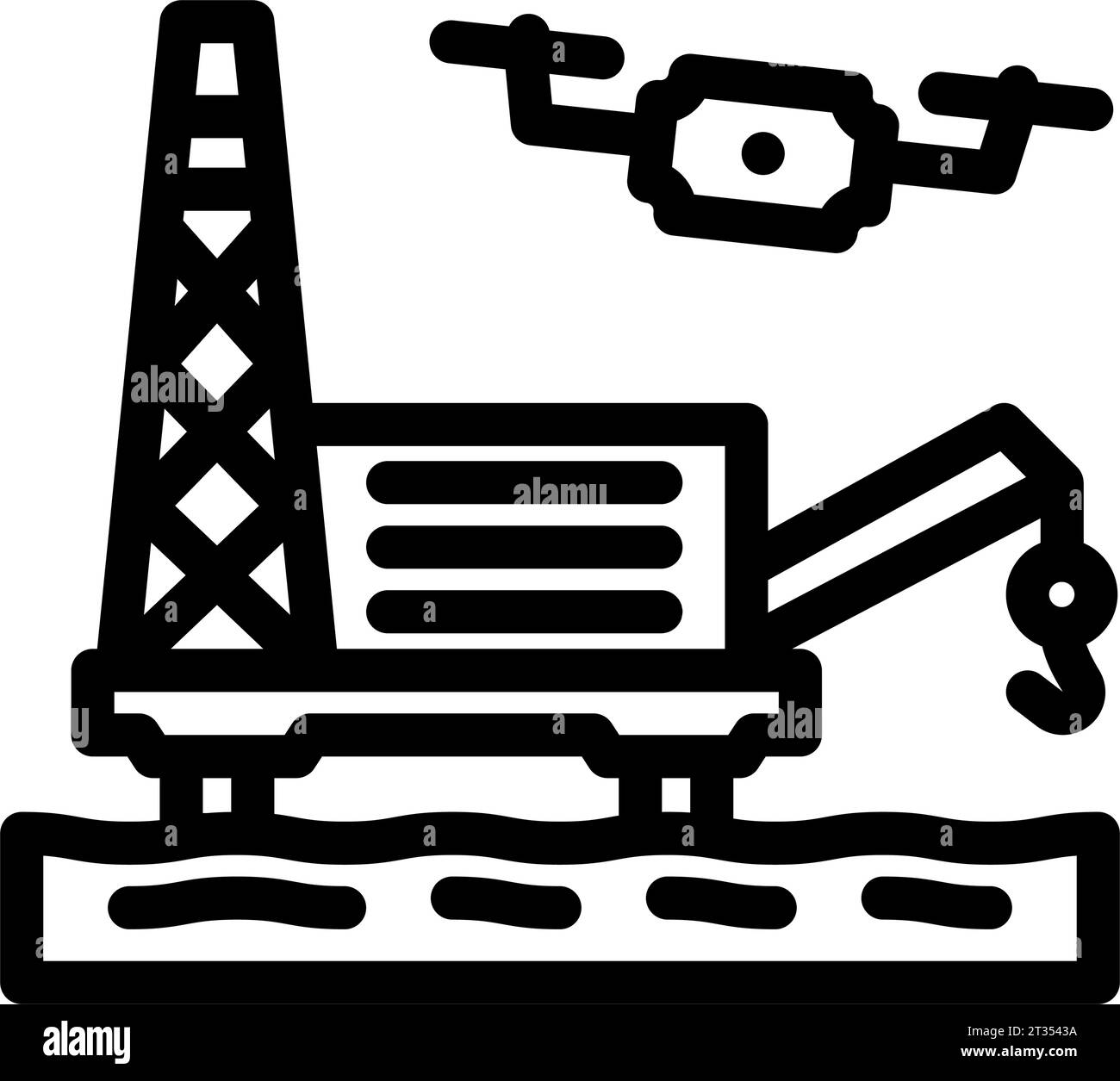 oil gas inspection drone line icon vector illustration Stock Vector