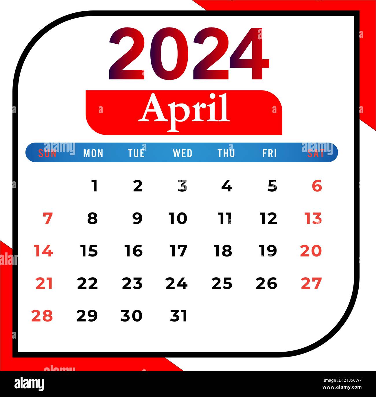 Wall calendar 2024 template desk calendar 2024 design Stock Vector