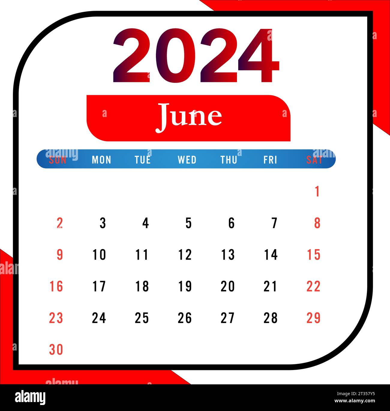 Calendar 2024 Banque d'images vectorielles - Alamy