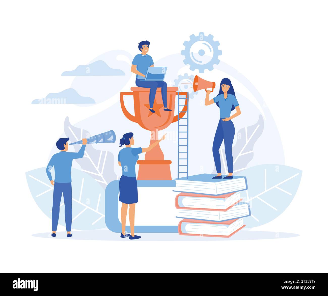 Success team concept, people celebrate success achievment, flat vector ...