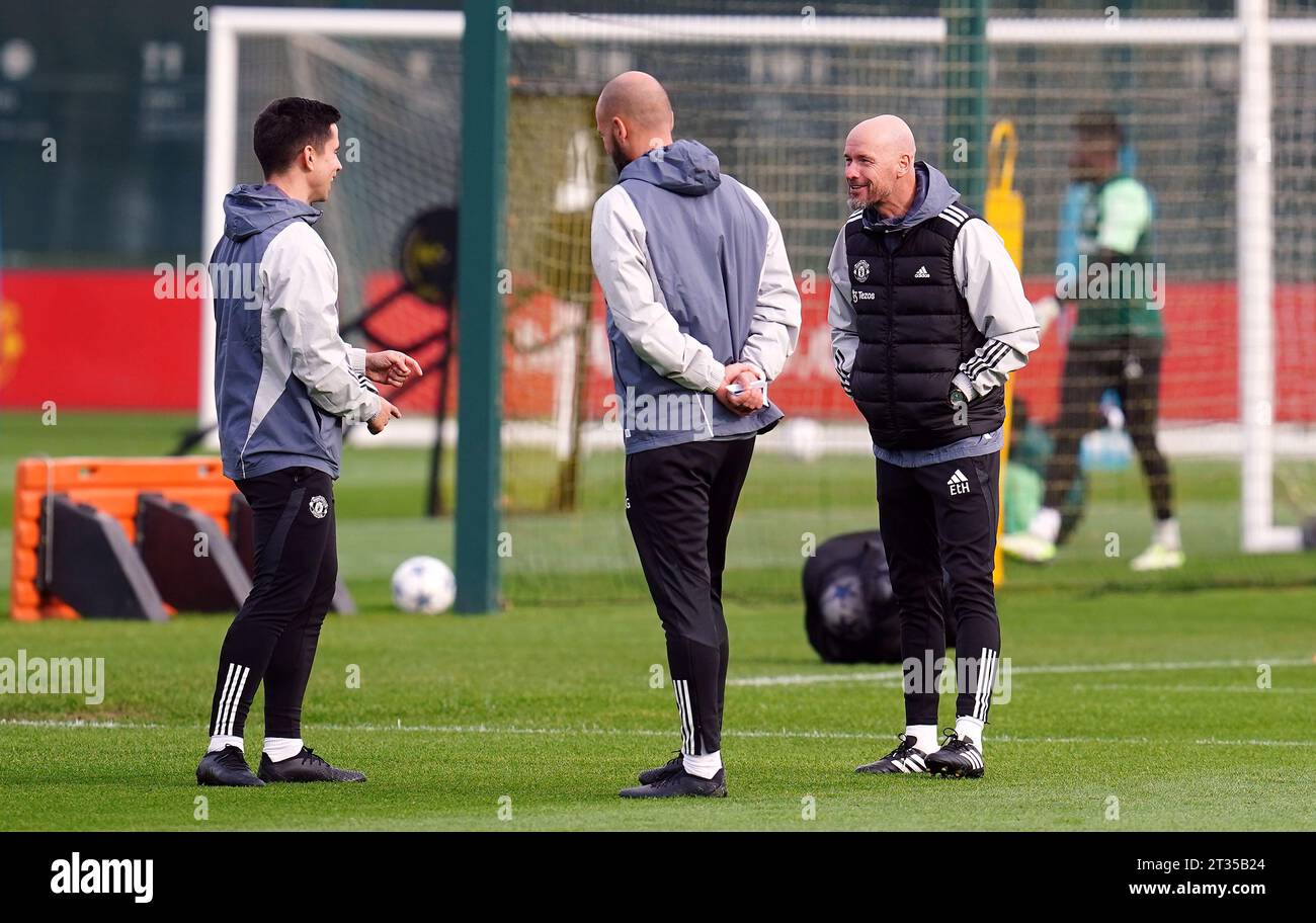 Manchester United manager Erik ten Hag during a training session at the ...