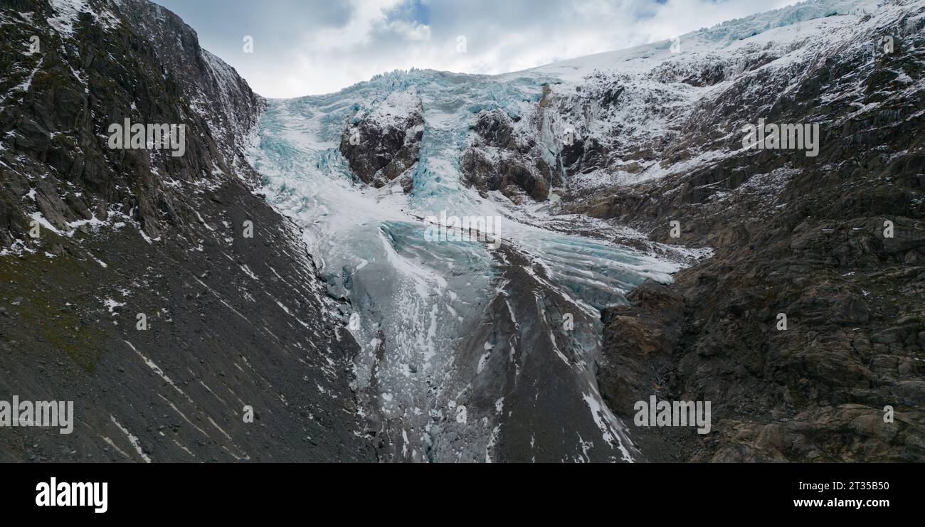 Buer valley, entrance to the Folgefonna glacier near Odda in Hardanger Stock Photo