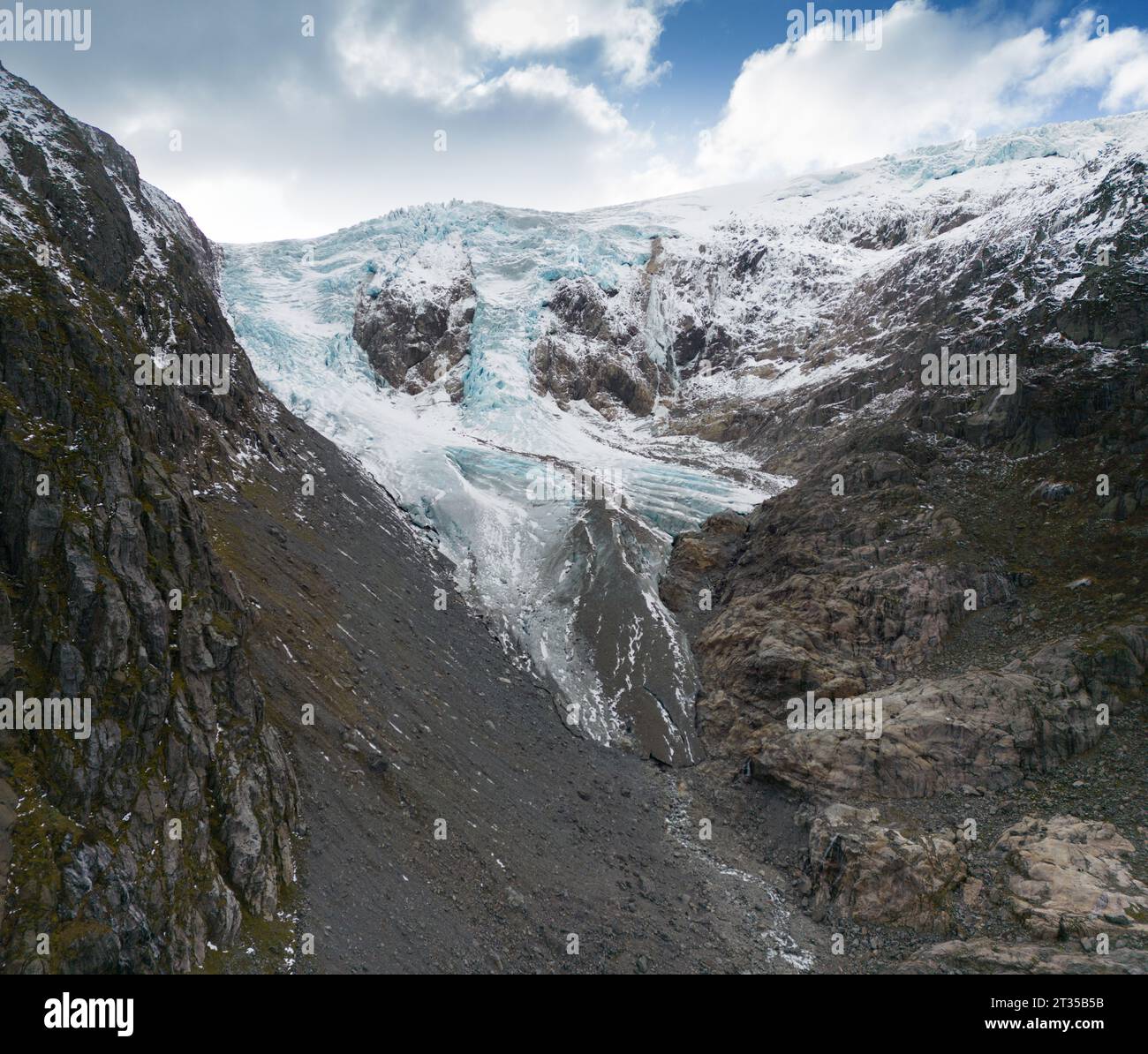 Buer valley, entrance to the Folgefonna glacier near Odda in Hardanger Stock Photo
