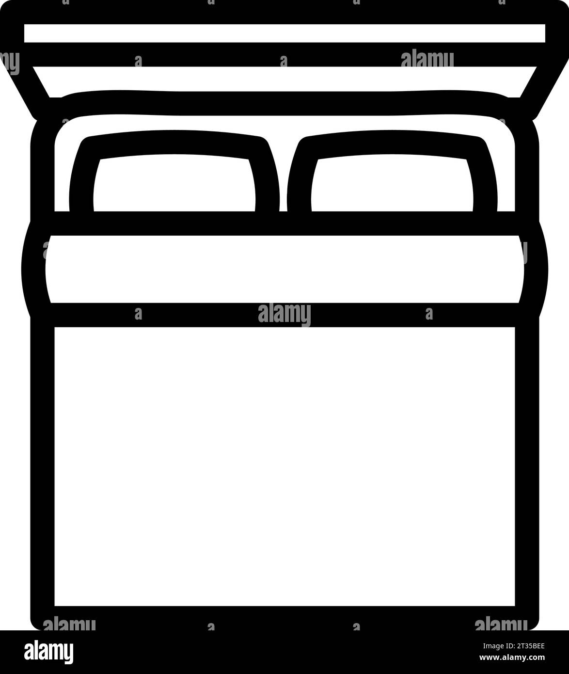 Double Bed Top View Line Icon Vector Illustration Stock Vector Image