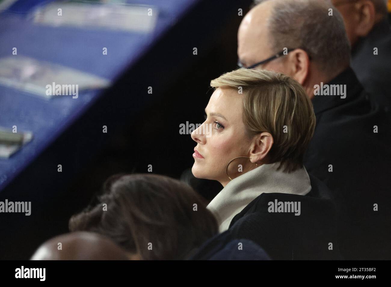 Saint Denis, France. 21st Oct, 2023. PRINCESS CHARLENE attends the semifinal between England and South Africa of the Rugby World Cup 2023 Credit: Mickael Chavet/Alamy Live News Stock Photo