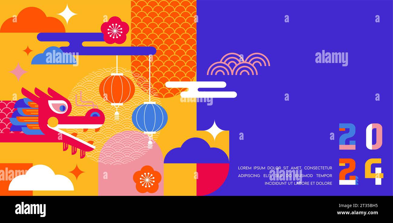 Lunar new year background, banner, Chinese New Year 2024 , Year of the ...