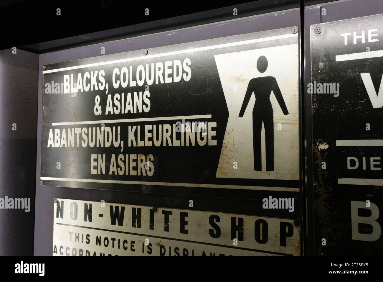 Public signs from the apartheid era of South Africa, on display at The ...