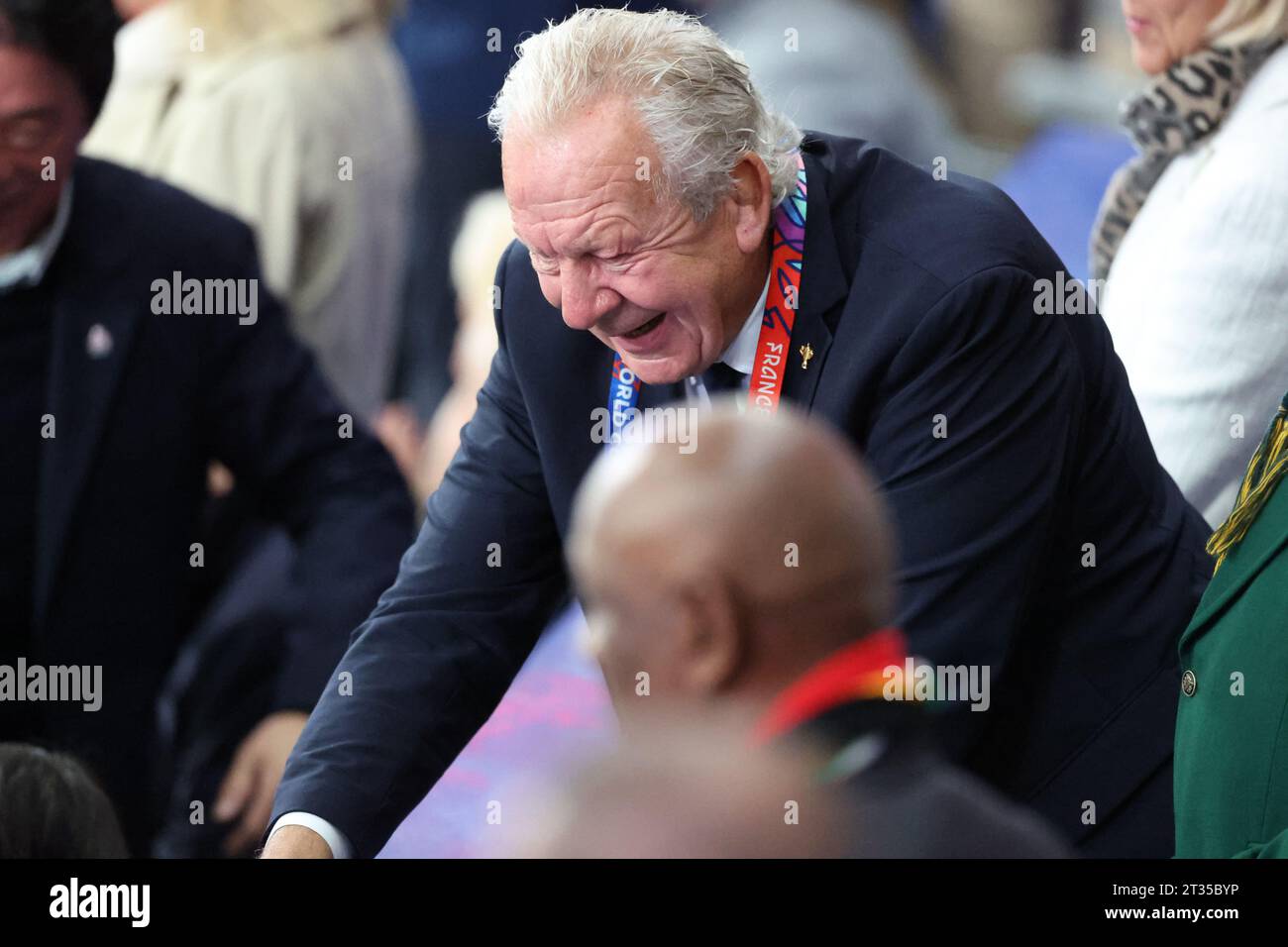 Saint Denis, France. 21st Oct, 2023. Sir BILL BEAUMONT, Chariman of World Rugby, attends the semifinal between England and South Africa of the Rugby World Cup 2023 Credit: Mickael Chavet/Alamy Live News Stock Photo