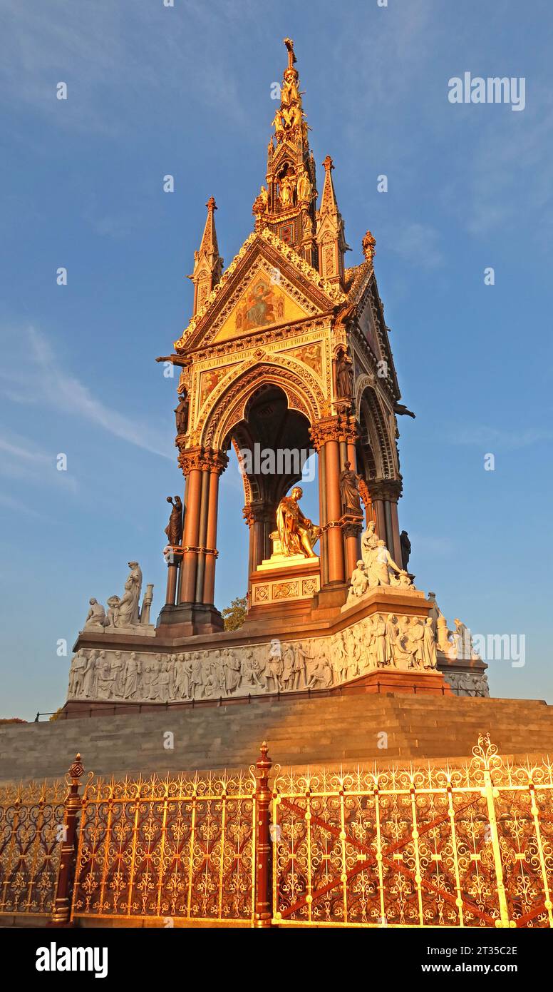 Evening at the Prince Albert memorial,  Kensington Gardens, London, England, W2 2UH Stock Photo