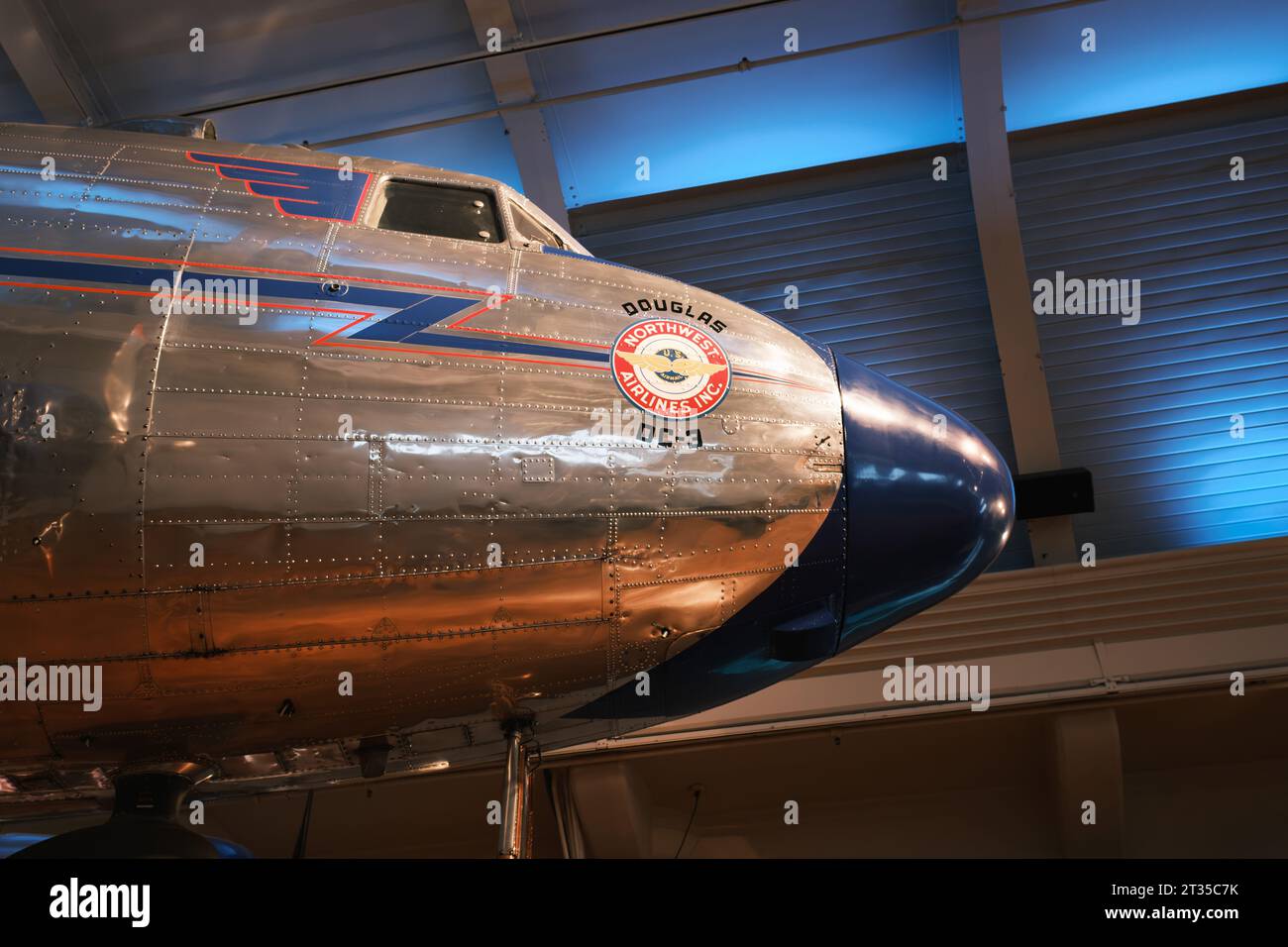 1939 Douglas DC-3 airplane on Display at The Henry Ford museum Stock Photo
