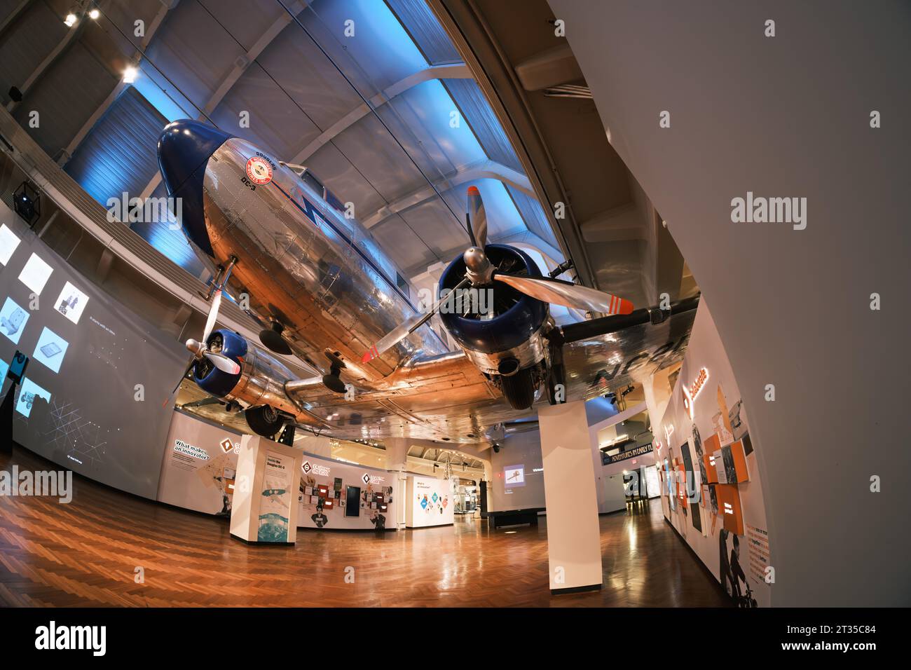 1939 Douglas DC-3 airplane on display at The Henry Ford museum Stock Photo