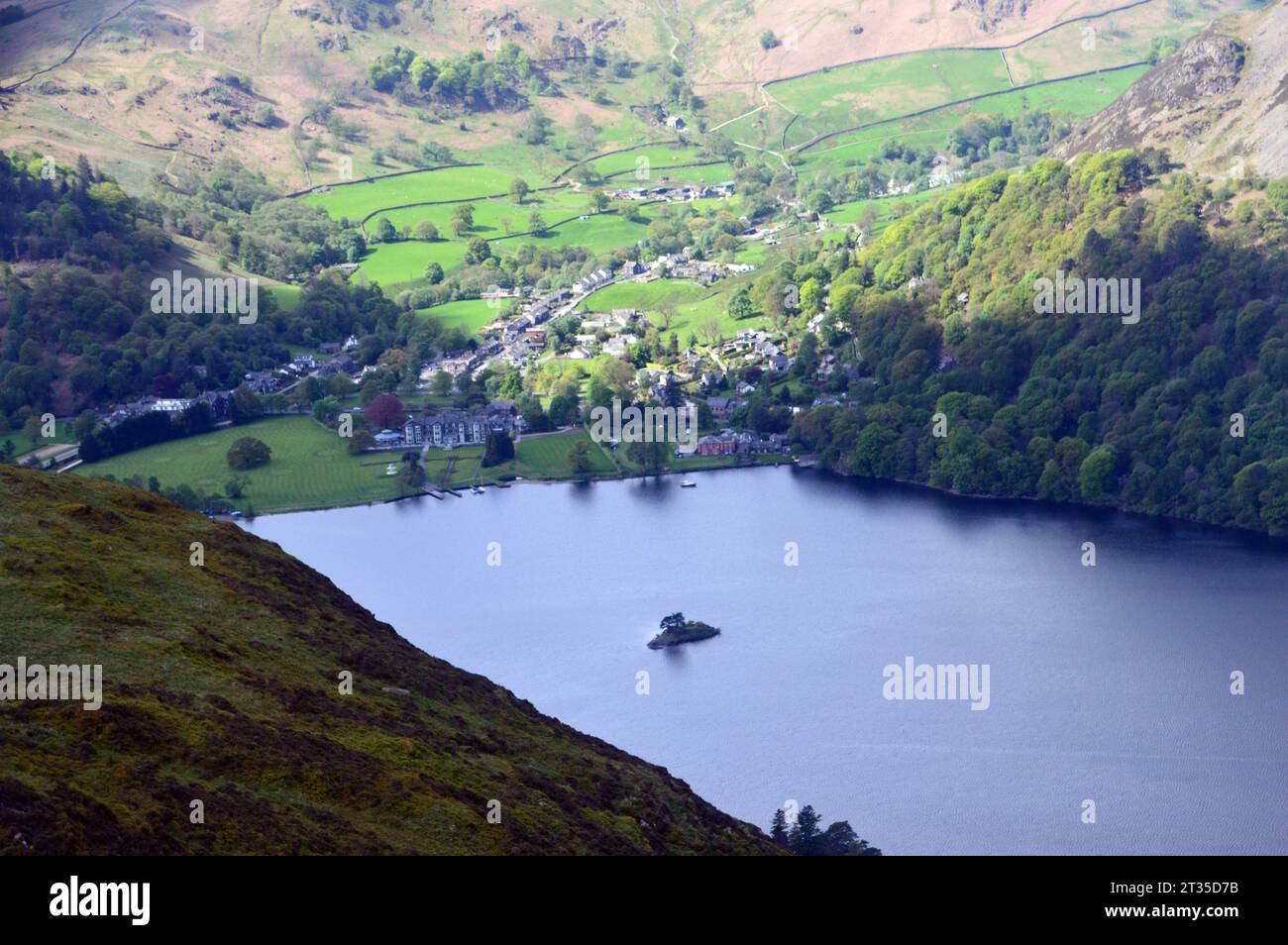 Ullswater Lake and the Glenridding Valley from the Summit of 'Birk Fell' in the Lake District National Park, Cumbria, England, UK Stock Photo