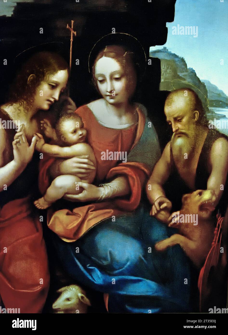Madonna with child and Saint John the Baptist and Saint Jerome 1521 ...