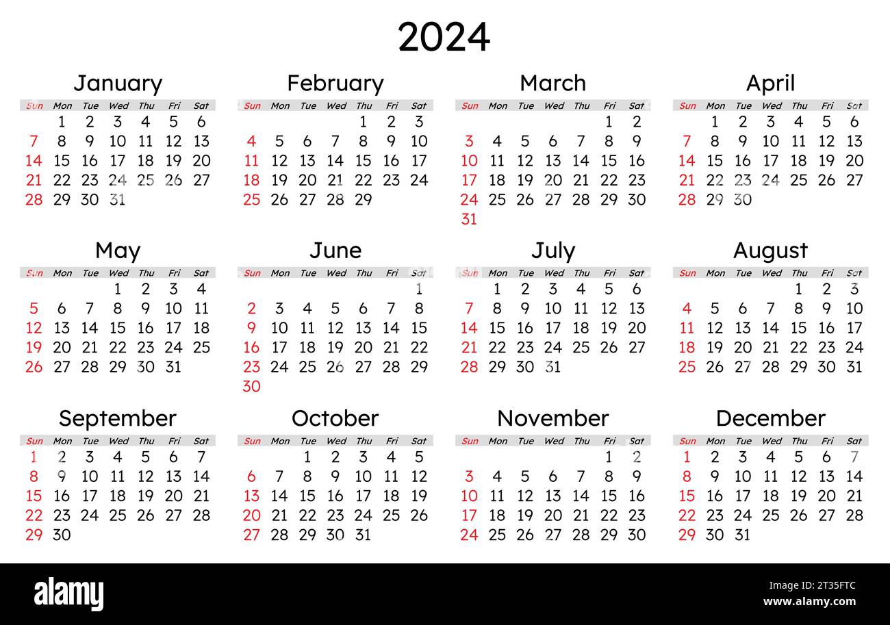 2024 calendar. Modern vector illustration. Plan your year with style