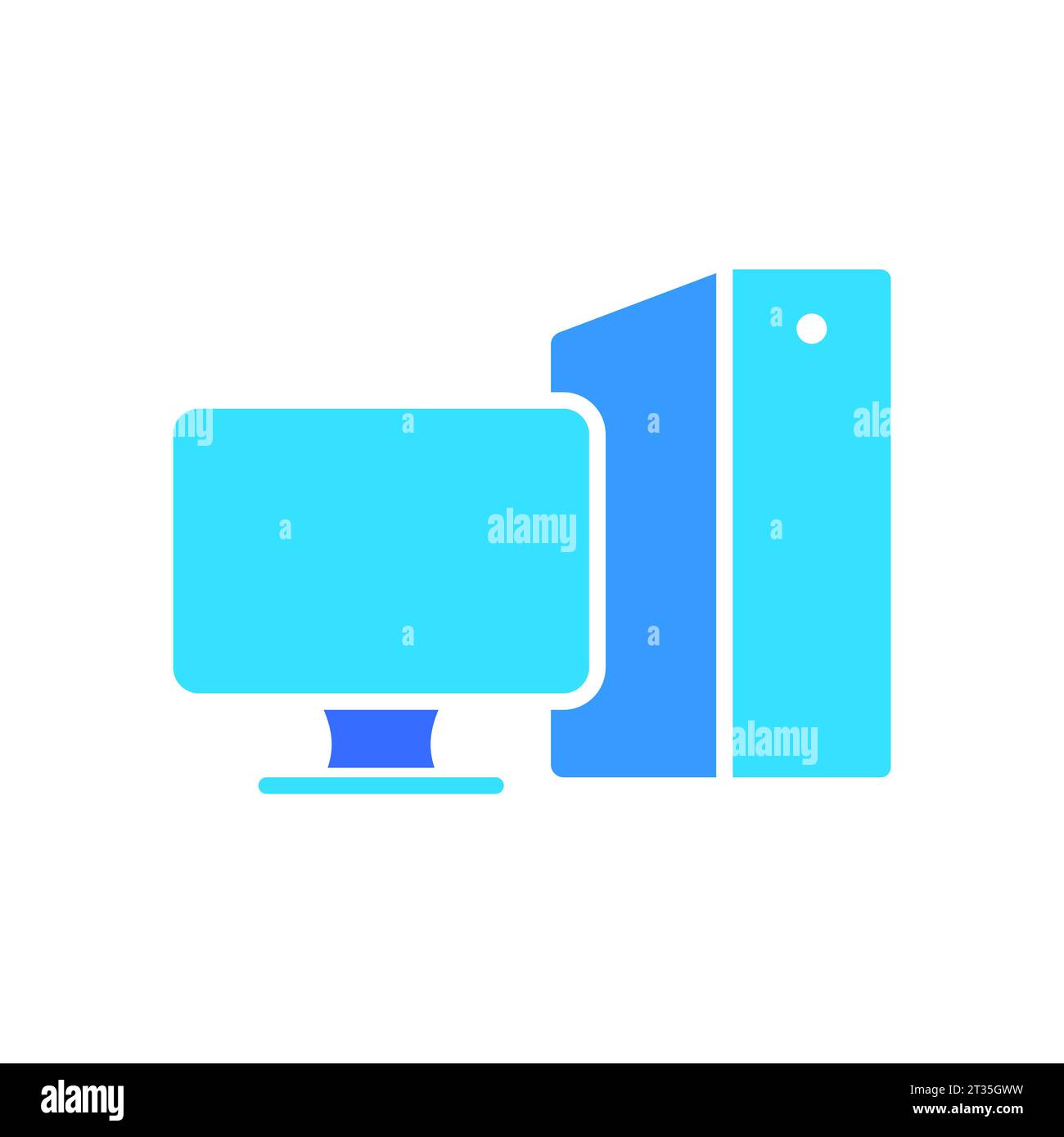 Monitor with system unit line icon. Computer, components, performance ...