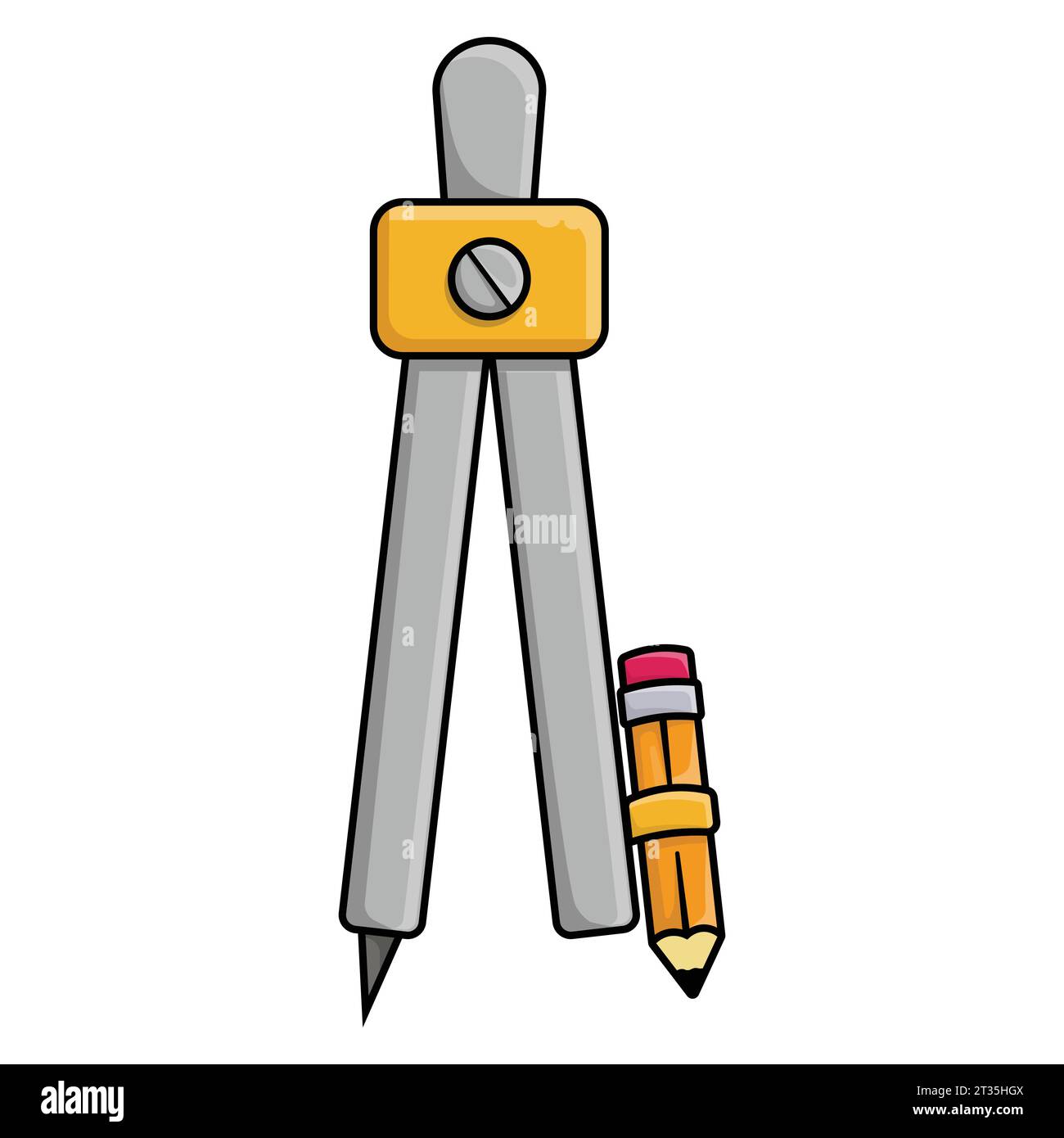 pencil and compass icon over white background. colorful design. vector