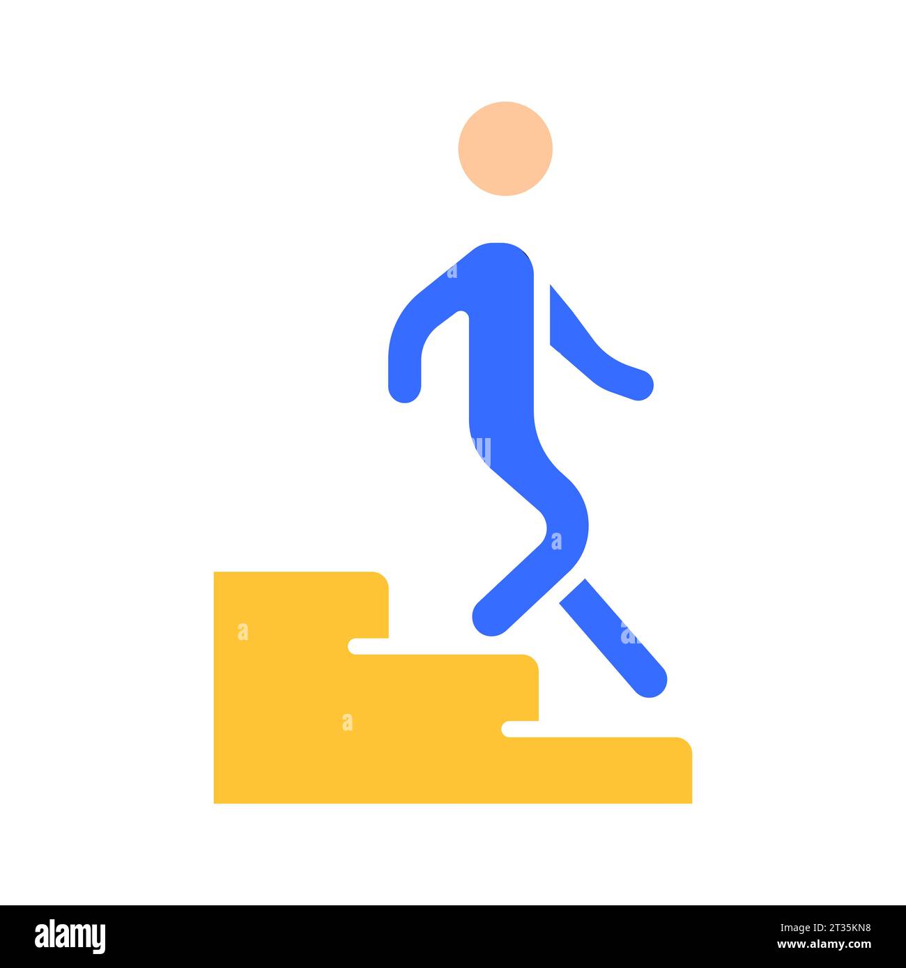 Man going down the stairs line icon. Moving, cleaning signs, signs, logistics, warning. Vector color icon on white background for business and adverti Stock Vector