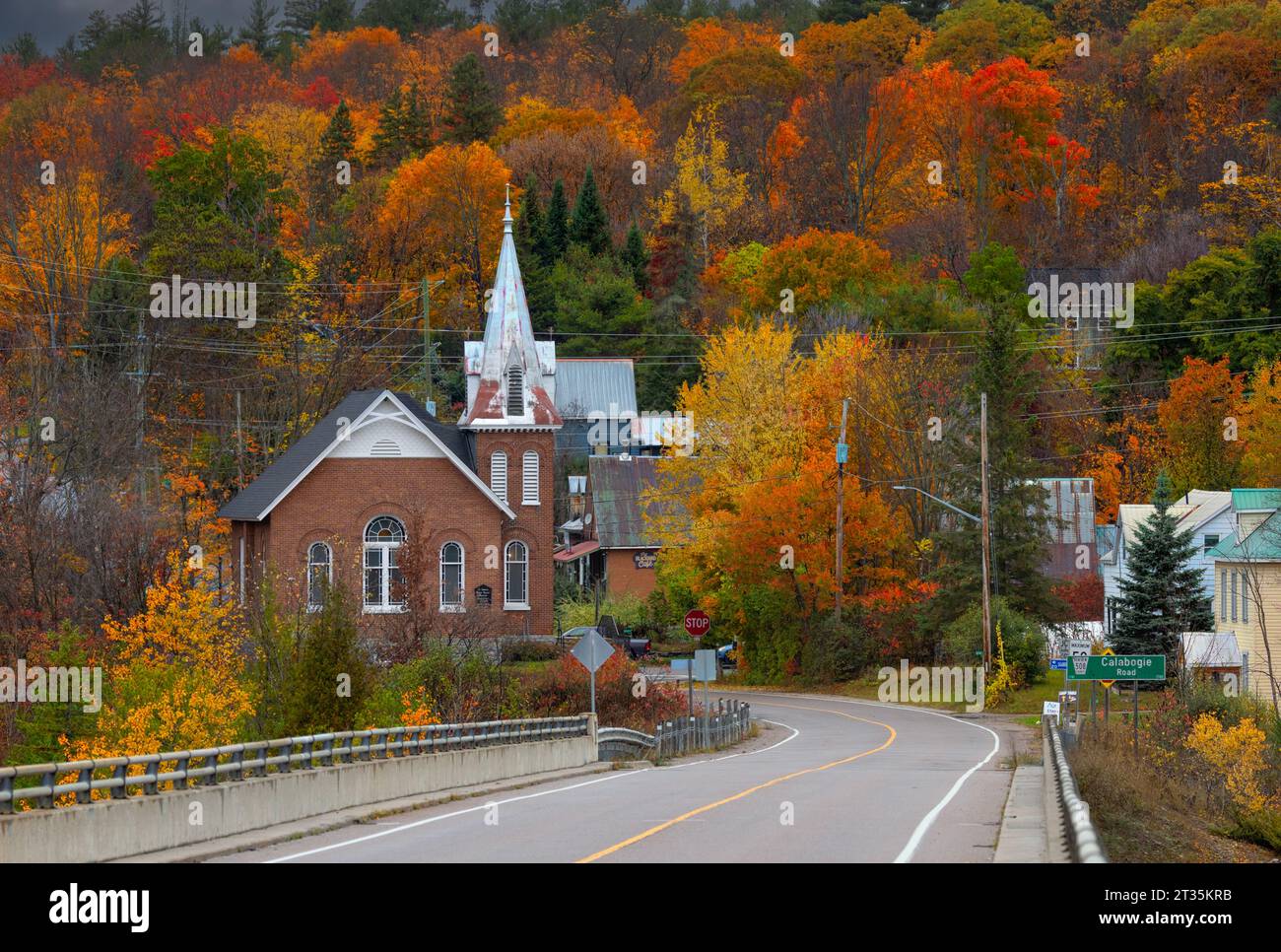 Saint Andrew's United Church in Burnstown , Ontario on a cool autumn day Stock Photo