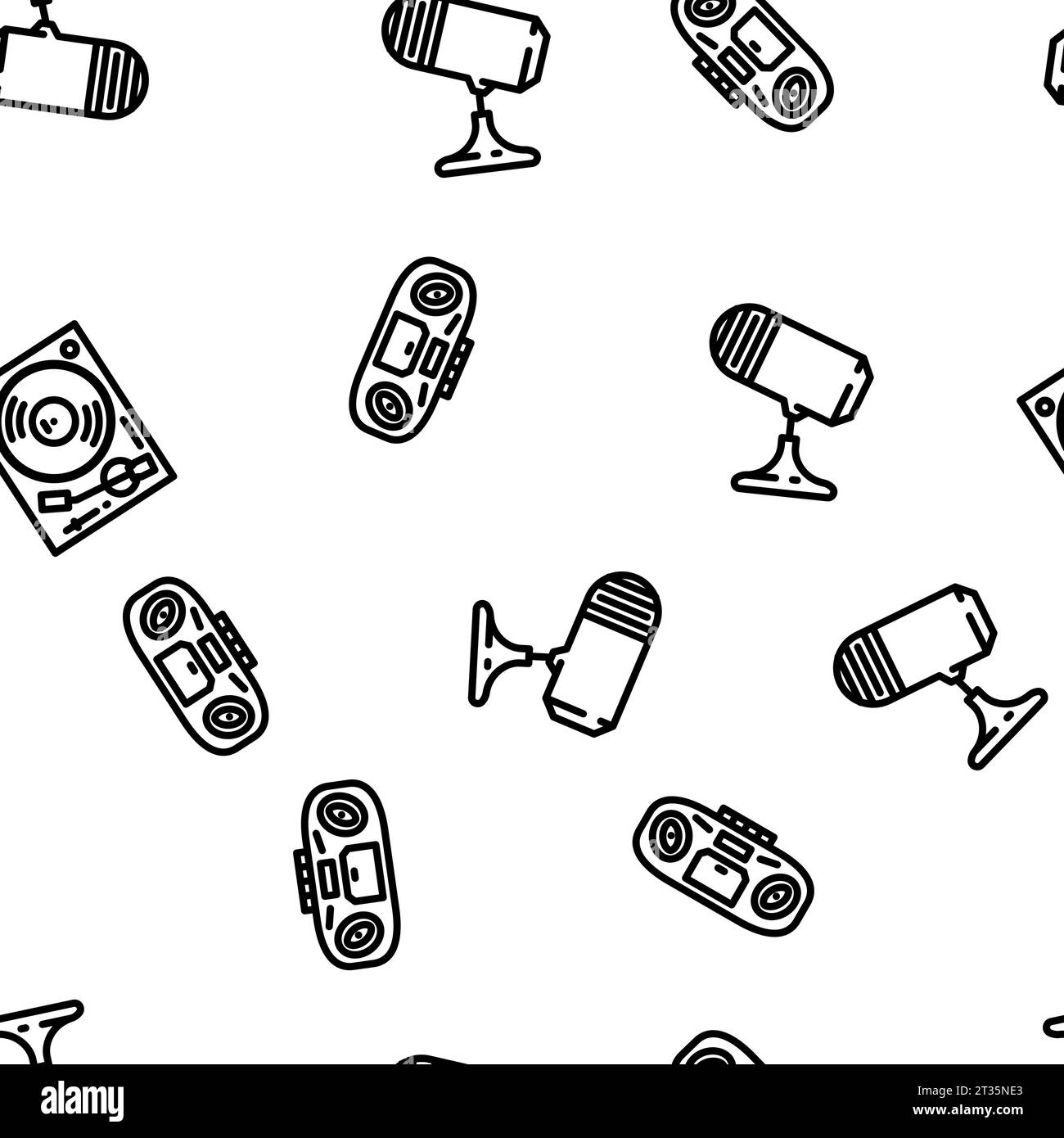 retro music vintage party vector seamless pattern Stock Vector Image ...