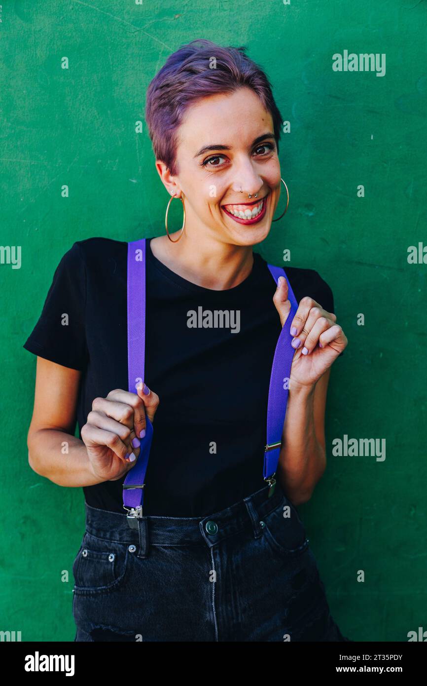 Female suspenders hi-res stock photography and images - Alamy