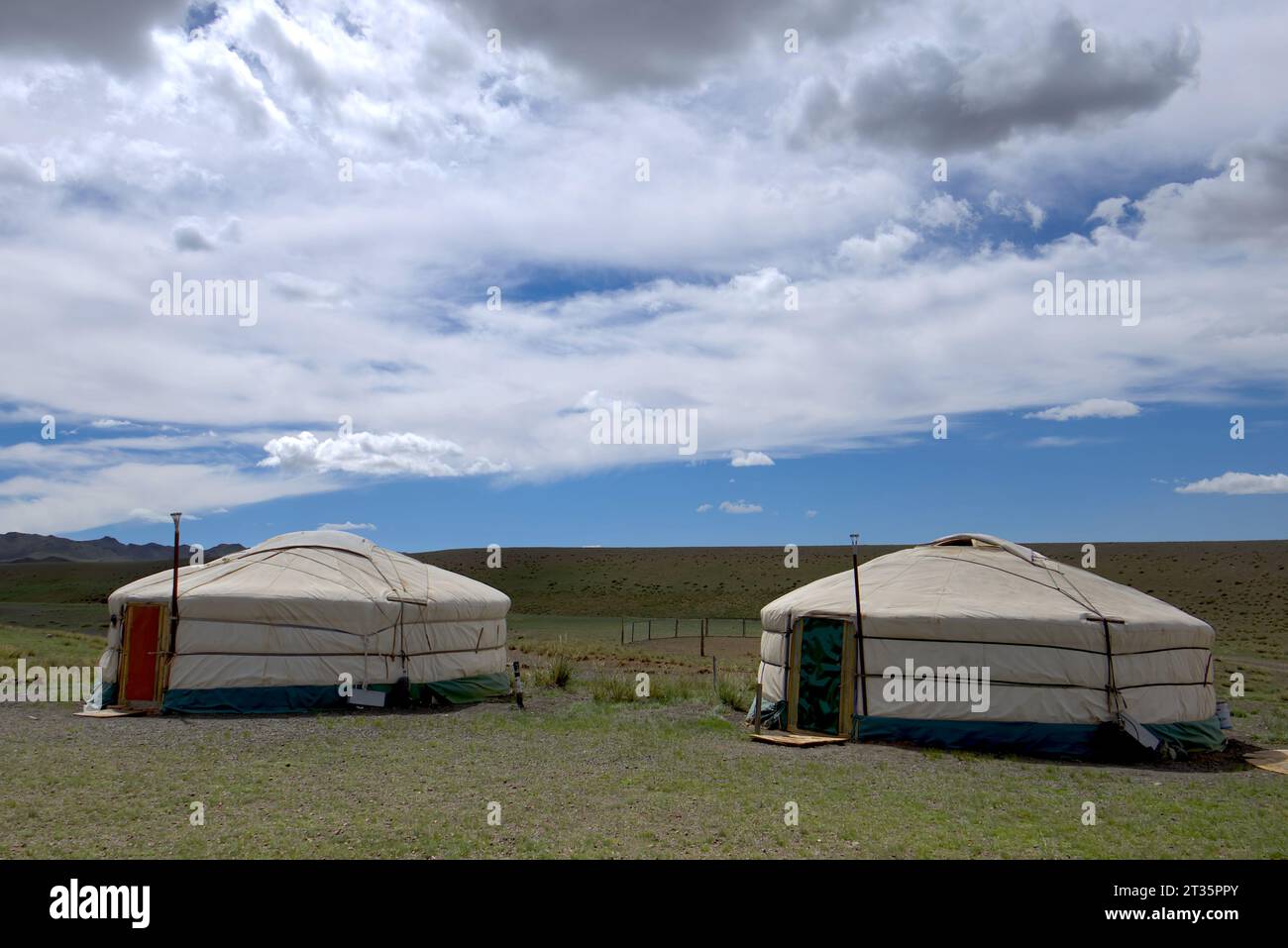 Ger camp in the Mongolian steppe Stock Photo - Alamy