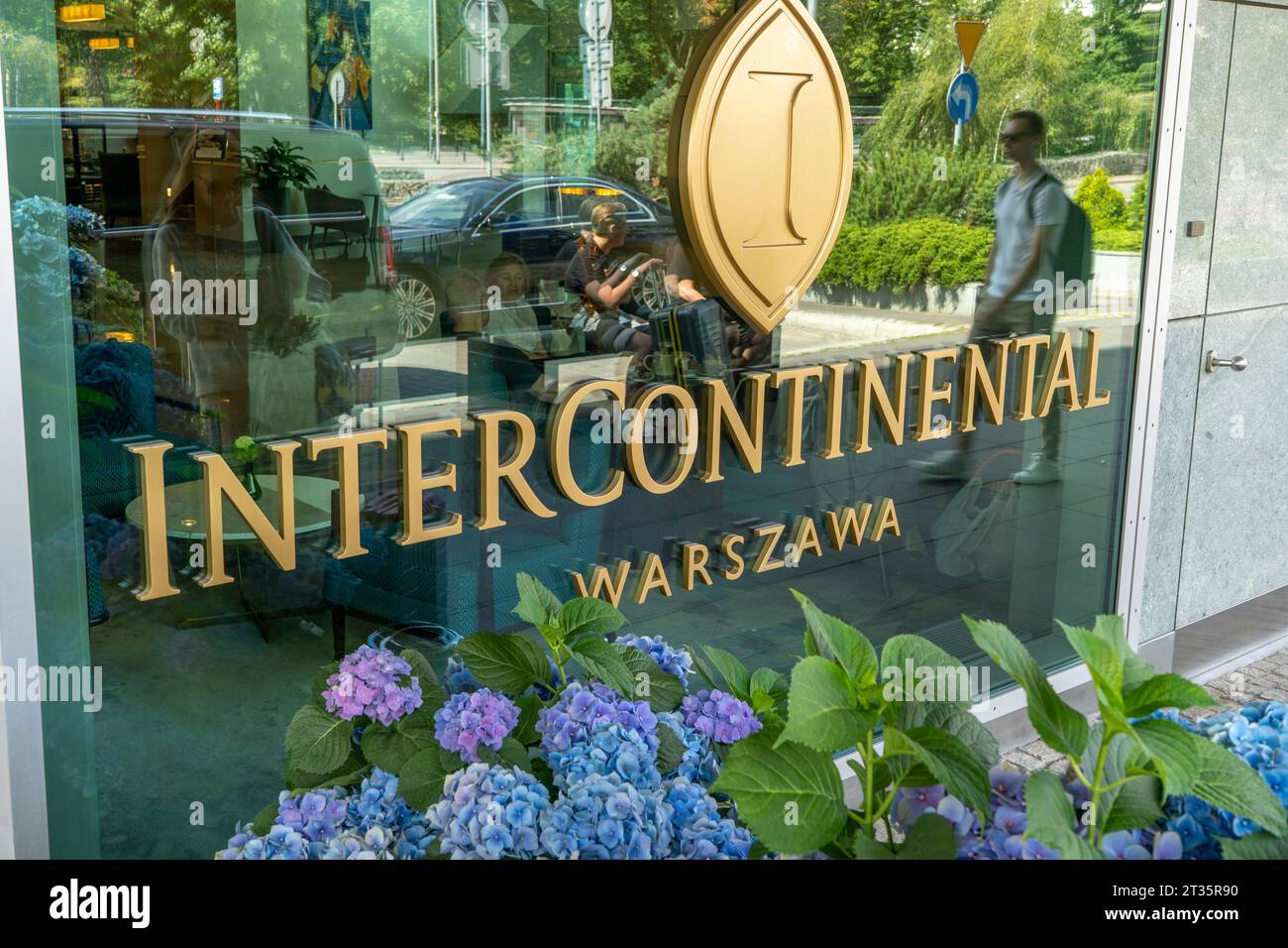 Exterior Of InterContinental Hotel In Warsaw Logo At The Entrance To exterior-of-intercontinental-hotel-in-warsaw-logo-at-the-entrance-to