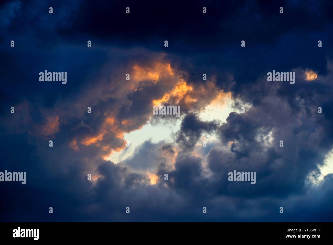 Dark storm clouds covering sky Stock Photo