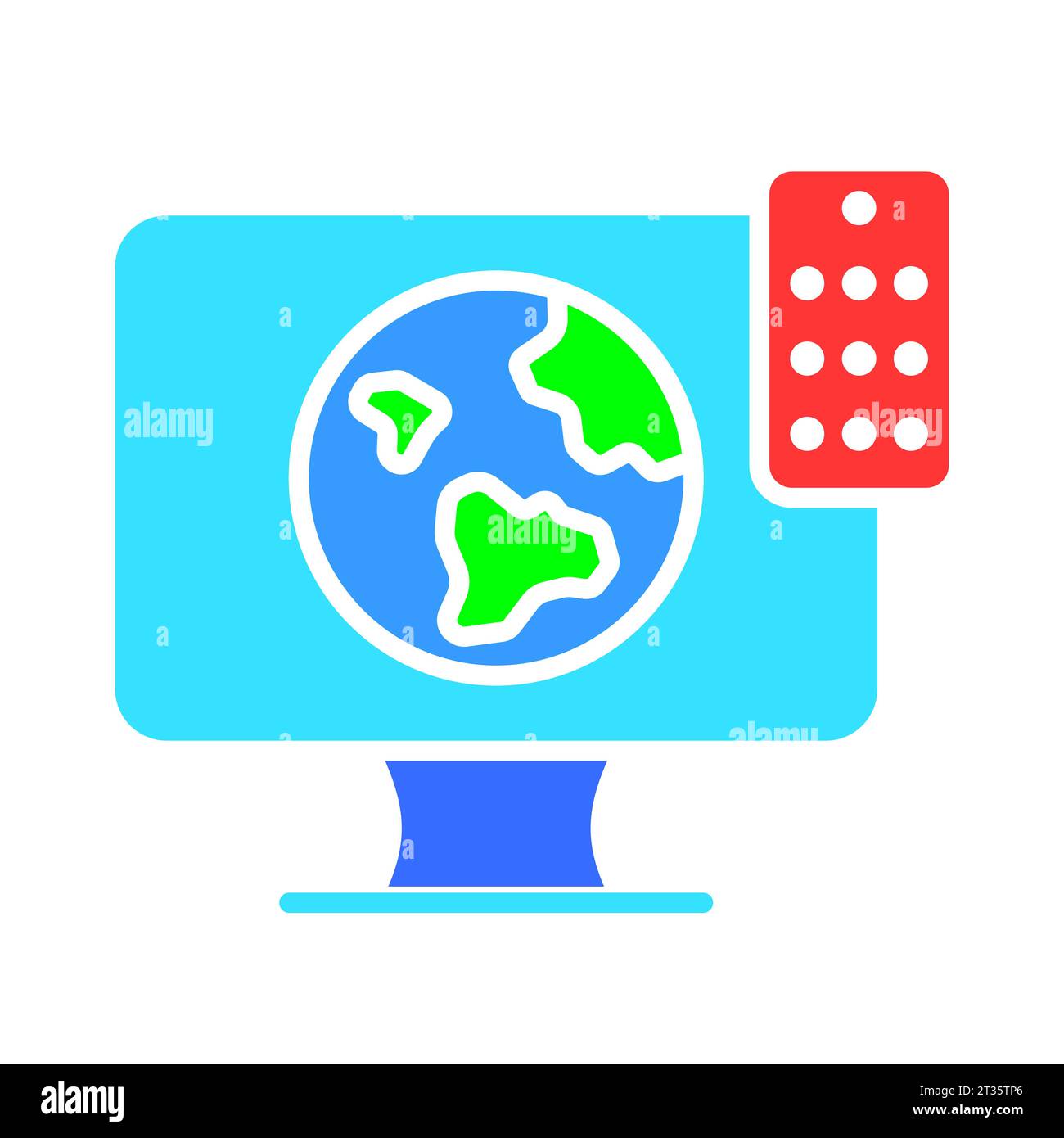 Monitor with planet and remote control line icon. Technology, screen ...