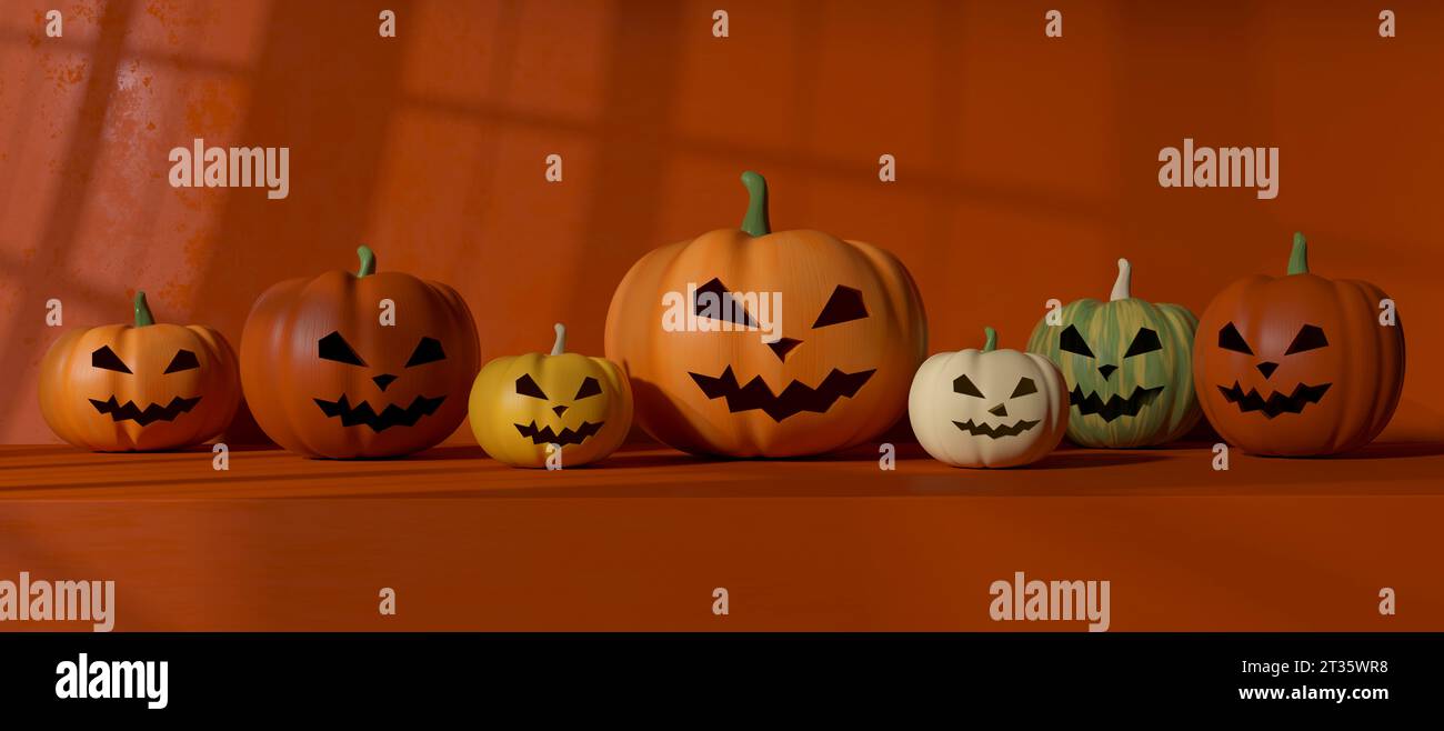 Row of plastic jack o lanterns Stock Photo Alamy