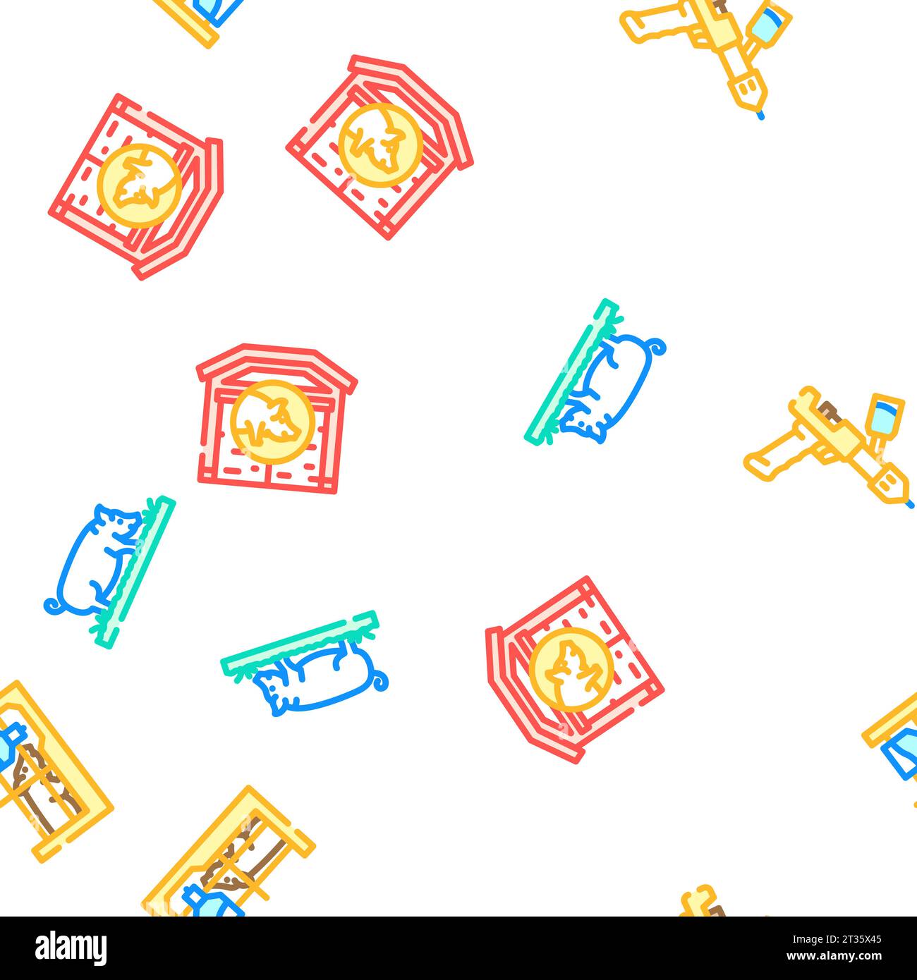 pig pork farm seamless pattern vector Stock Vector Image & Art - Alamy