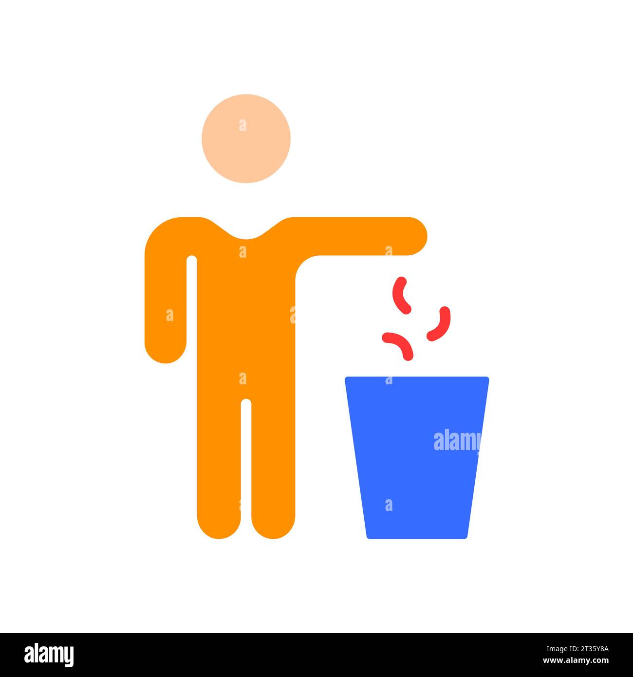 Man throwing out trash line icon. Clean streets, recycling, trash can