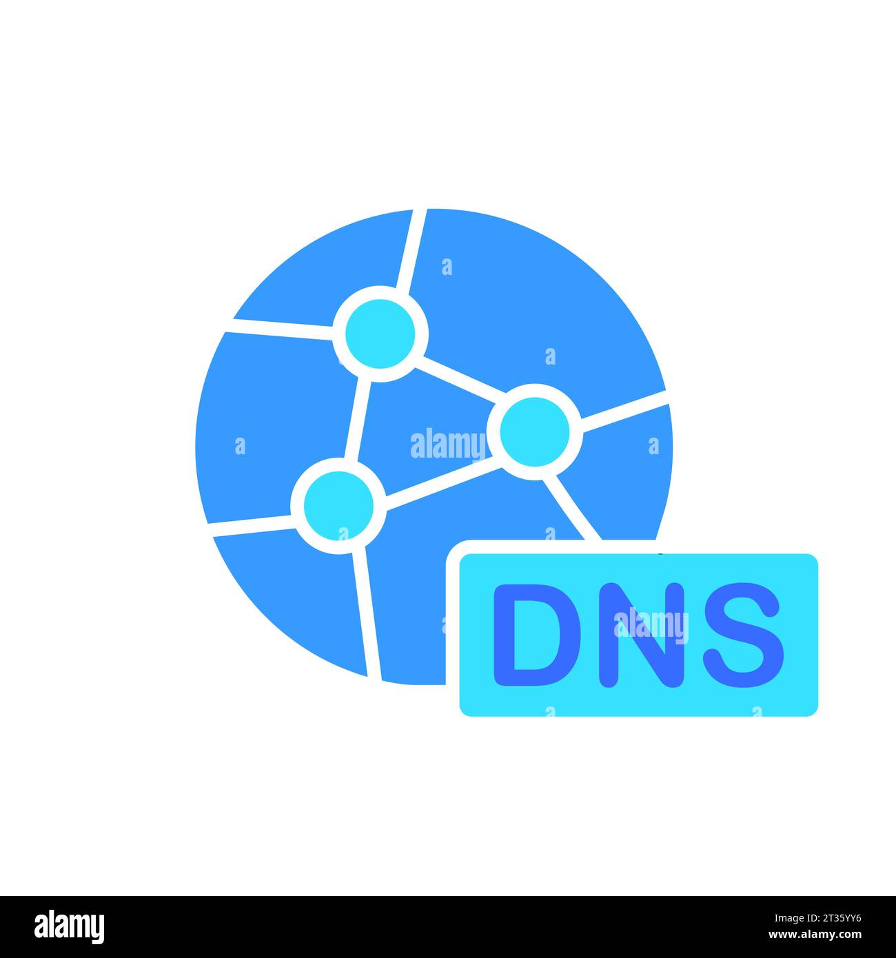 DNS Server with cloud saving line icon. Online, computer, program, service, Internet, network, site, communication. Vector color icon on a white backg Stock Vector