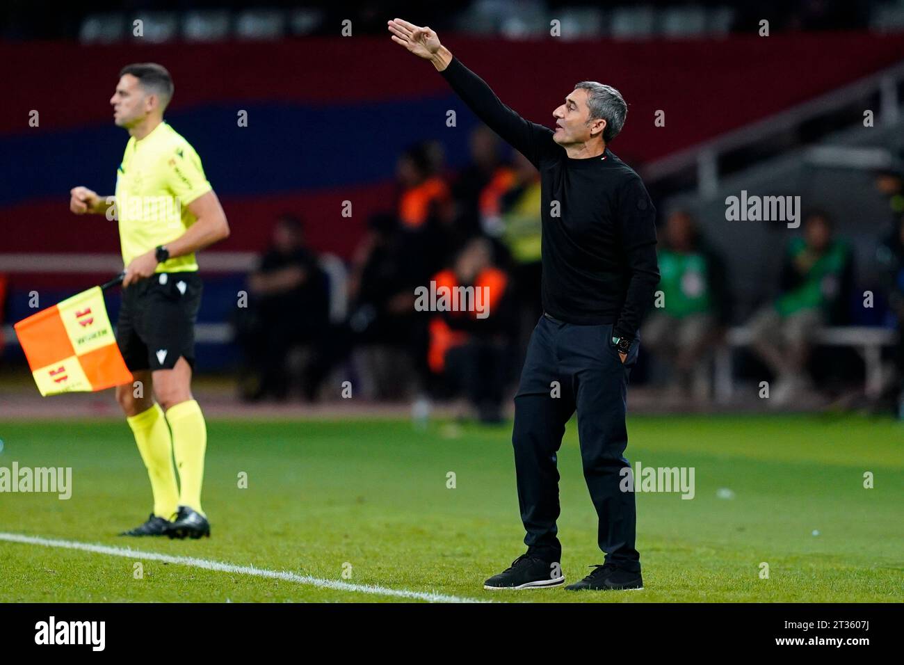 Barcelona, Spain. 22nd Oct, 2023. Athletic Club head coach Ernesto Valverde during the La Liga EA Sports match between FC Barcelona and Athletic Club played at Lluis Companys Stadium on October 22, 2023 in Barcelona, Spain. (Photo by Sergio Ruiz/PRESSINPHOTO) Credit: PRESSINPHOTO SPORTS AGENCY/Alamy Live News Stock Photo